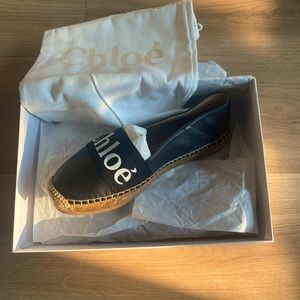 Chloe Woody Flat Espadrilles New Black